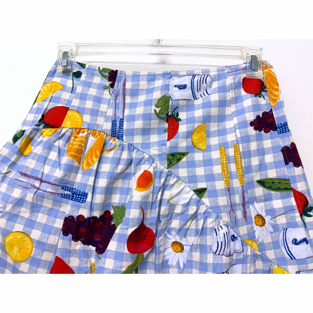 NWT Lisa Says Gah Maeve Picnic Alfresco Midi Skirt Food Vegetable Blue Gingham M - Picture 6 of 10